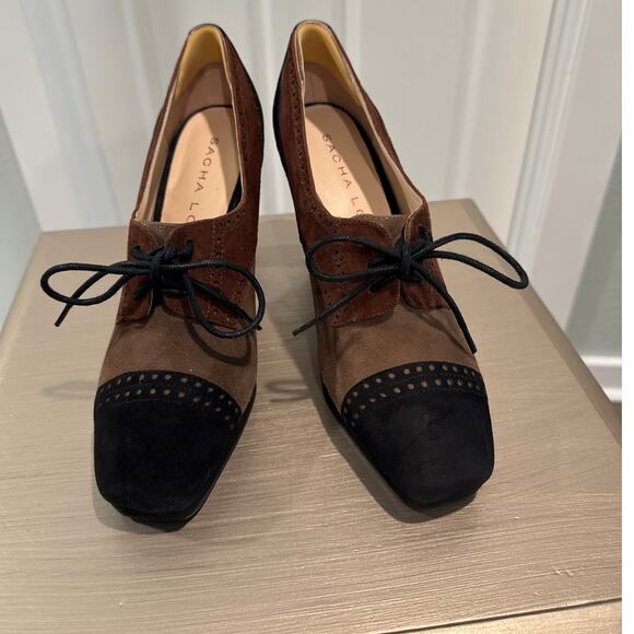 Sacha London Brenda Suede Oxford High Heel Pumps Size 8 - Picture 3 of 9